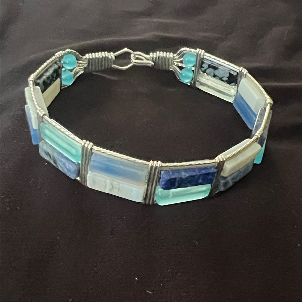 Silver and Blue Stone Bracelet